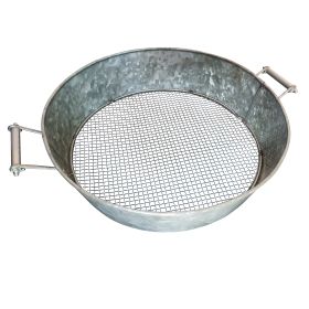 Round Galvanized Steel Compost Sifter with Wire Mesh Design Base, Antique Silver