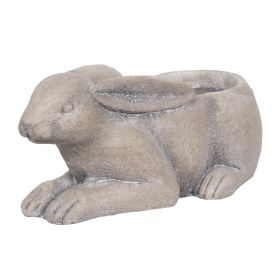 Antique Styled Raw Textured Polyresin Ideal Rabbit Planter, Large, Gray