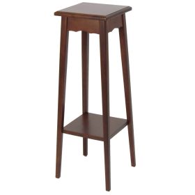 39.5 Inch Plant Stand with Tapered Slanted Legs and Bottom Shelf, Brown