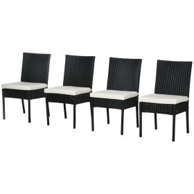 Rattan Outdoor Dining Chairs with Cushions Cream White Patio Comfort