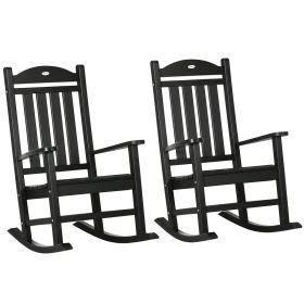 Rocking Harmony: Black HDPE Outdoor Rocking Chair Duo with Armrests