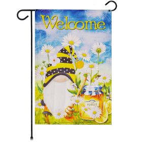 Garden Flag Welcome Bee Gnome with Honey 12x18 inch Blockout Fabric Double Sided