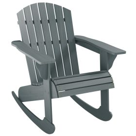 Adirondack Rocking Chair Gray Wooden Outdoor Lounge Fire Pit Seating Slatted Fanned Back