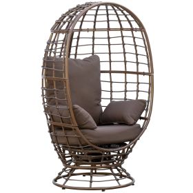 Wicker Egg Chair, 360 Rotating Indoor Outdoor Boho Basket Seat with Cushion and Pillows for Backyard, Porch, Patio, Garden