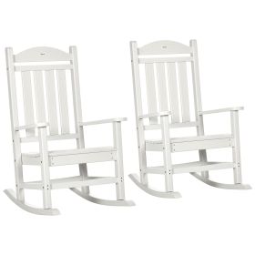 2PCs Outdoor Rocking Chair White with Armrests Fade-Resistant Waterproof HDPE for Indoor & Outdoor Relaxation