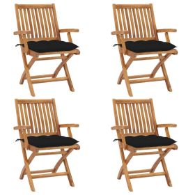 Patio Chair Set of 4 Teak Solid Teak wood Standard Foldable