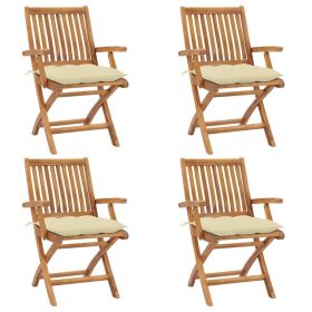 Garden Chair Set of 4 Teak Teak wood Standard Foldable
