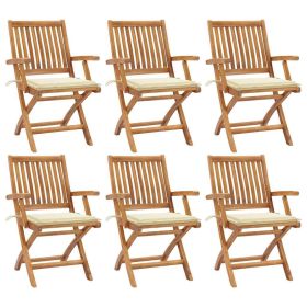 Garden Chair Set of 6 Teak Wood Solid Teak Wood Medium Foldable