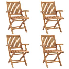 Garden Chair Set of 4 Teak Solid Teak wood Standard Foldable