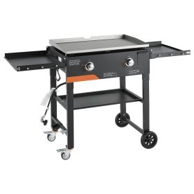 VEVOR Gas Griddle, 2-Burner Flat Top Grill, 28 inch Grill Plate Foldable Propane Griddle with Wheels, 30000 BTU Outdoor Flat Top Grills for Pan-F