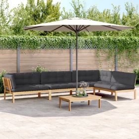 Pallet Sofa Set Anthracite Solid Acacia Wood Extra Large Modular