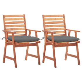 Outdoor Chair Set of 2 Natural Wood Solid Acacia wood Medium