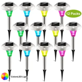 12Packs Solar Garden Lights Outdoor IP44 Waterproof Solar Pathway Lights Color Changing Landscape Lamps (Option: 12Pcs)