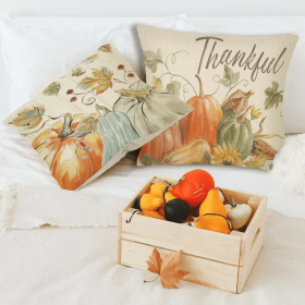 4Pcs Thanksgiving Fall Throw Pillows Cushion Case 18x18in Set Of 4 (Option: 4Pcs)